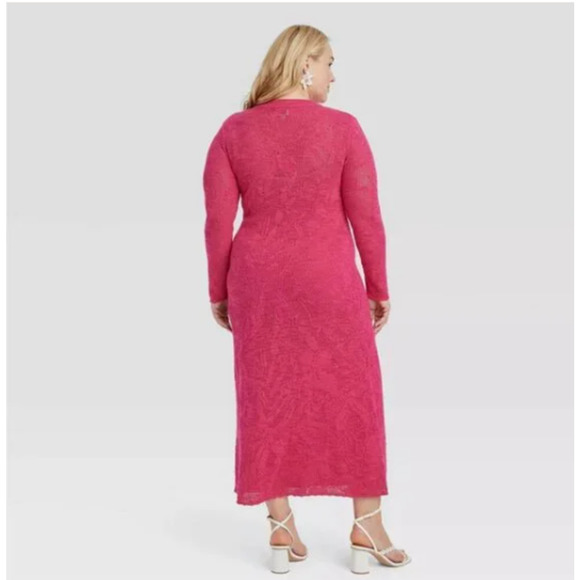 A New Day Floral Pointelle XL Maxi Dress Long Sleeve Pink NWT - Picture 1 of 7